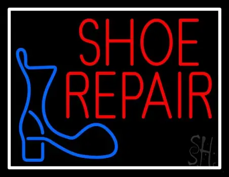 Shoe Repair Logo With Border LED Neon Sign