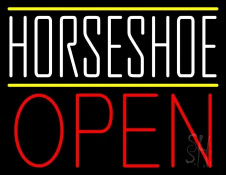 White Horseshoe Open LED Neon Sign