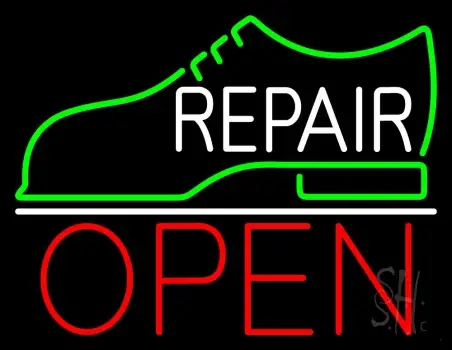 White Repair Shoe Logo Open LED Neon Sign