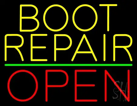 Yellow Boot Repair Open LED Neon Sign