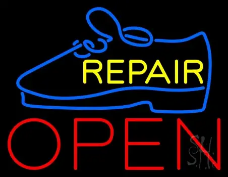 Yellow Repair Blue Shoe Open LED Neon Sign