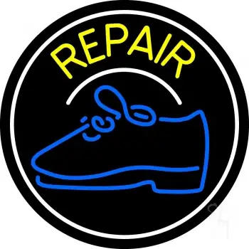 Yellow Repair Shoe With Border LED Neon Sign