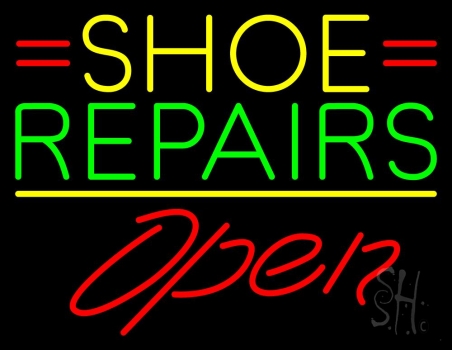 Yellow Shoe Green Repairs Open LED Neon Sign