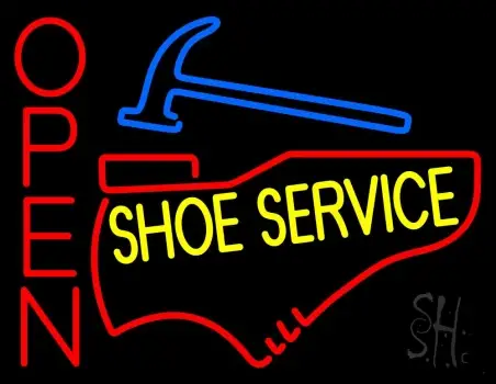 Yellow Shoe Service Open LED Neon Sign
