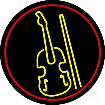 Yellow Violin Logo Red Border LED Neon Sign