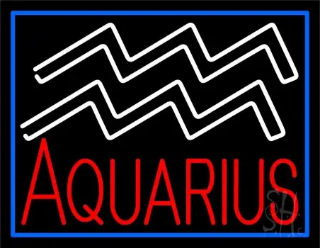 Aquarius Zodiac Blue Border LED Neon Sign