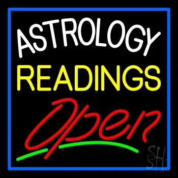 Astrology Readings Open And Blue Border LED Neon Sign