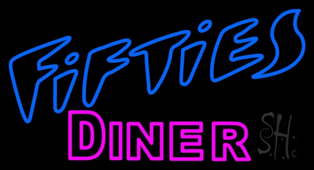 Blue 50s Pink Diner LED Neon Sign