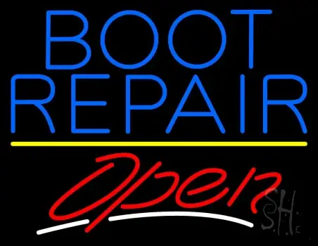 Blue Boot Repair Open With Line LED Neon Sign
