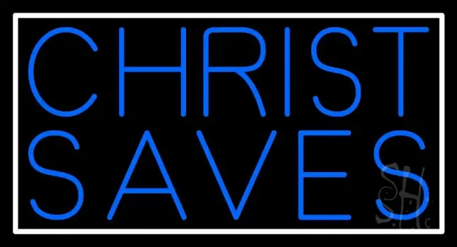 Blue Christ Saves LED Neon Sign