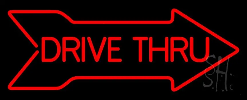 Drive Thru With Arrow LED Neon Sign