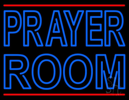 Blue Prayer Room With Line LED Neon Sign