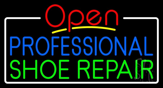 Blue Professional Green Shoe Repair Open LED Neon Sign