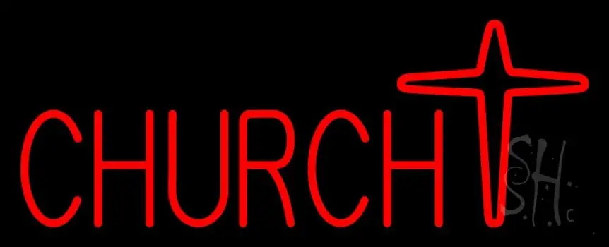 Church With Cross Logo LED Neon Sign