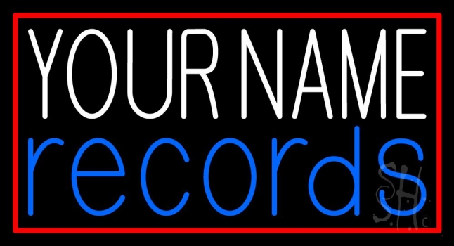 Custom Red Records Red Border 1 LED Neon Sign