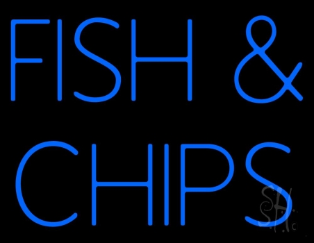 Blue Fish and Chips LED Neon Sign