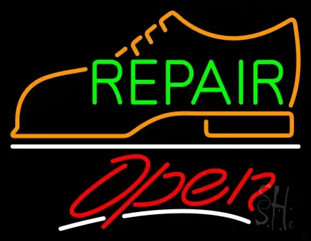 Green Repair Orange Shoe Logo Open LED Neon Sign