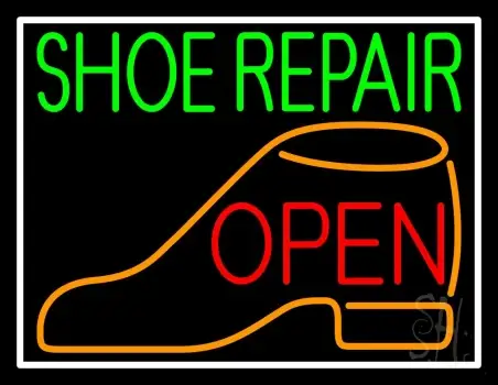 Green Shoe Repair Orange Shoe Open LED Neon Sign