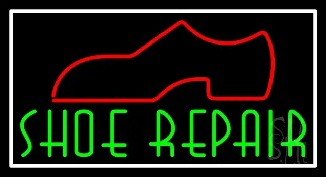 Green Shoe Repair With Border LED Neon Sign