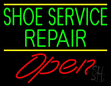 Green Shoe Service Repair Open LED Neon Sign
