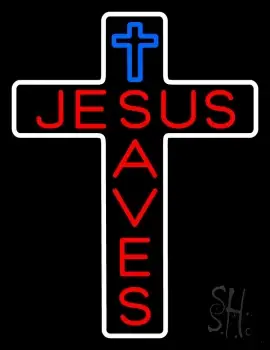 Jesus Saves With  Cross LED Neon Sign