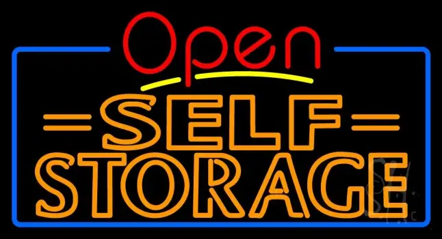 Orange Self Storage Block With Open 4 LED Neon Sign