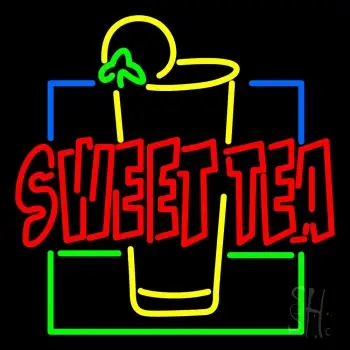 Double Stroke Sweet Tea With Glass LED Neon Sign