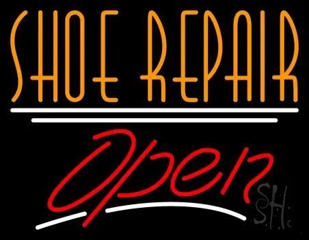 Orange Shoe Repair Open With Line LED Neon Sign