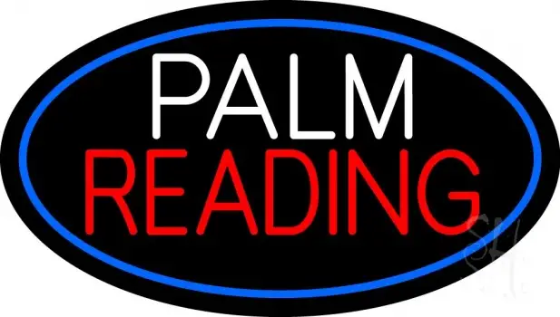 Palm Reading Blue Border LED Neon Sign