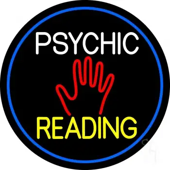 Psychic Reading Block Palm Blue Border LED Neon Sign
