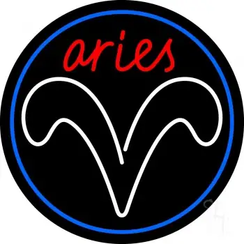 Red Aries White Aries Logo With Blue Circle LED Neon Sign