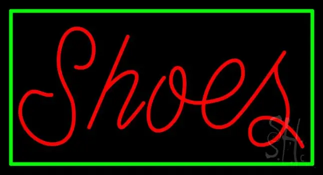Red Cursive Shoes With Border LED Neon Sign