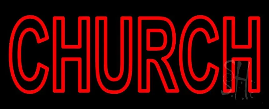 Red Double Stroke Church LED Neon Sign