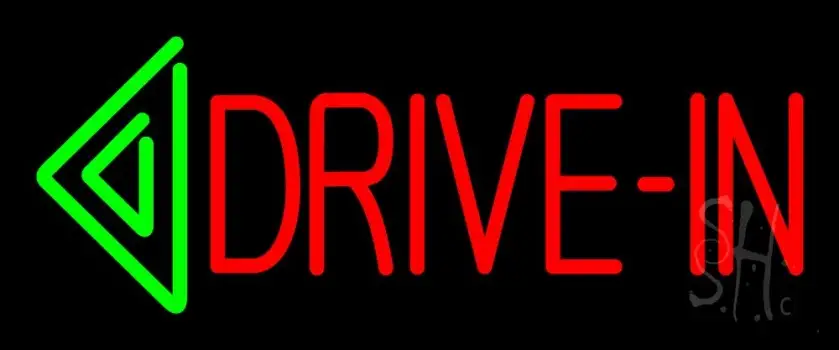 Red Drive In Green Arrow Block LED Neon Sign