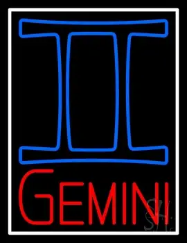 Red Gemini White Border LED Neon Sign