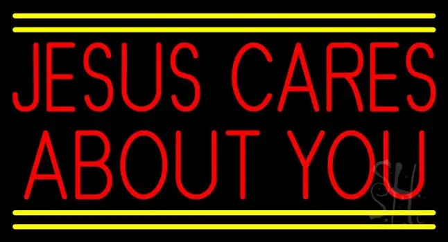 Red Jesus Cares About You LED Neon Sign
