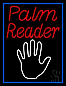 Red Palm Reader White Logo LED Neon Sign