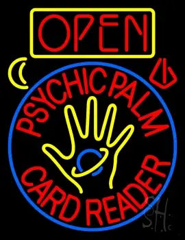 Red Psychic Palm Card Reader Open And Logo LED Neon Sign
