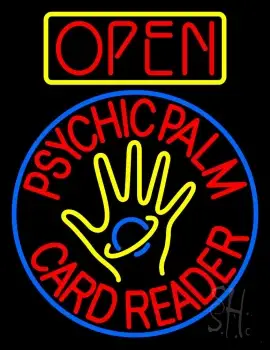 Red Psychic Palm Card Reader Open LED Neon Sign