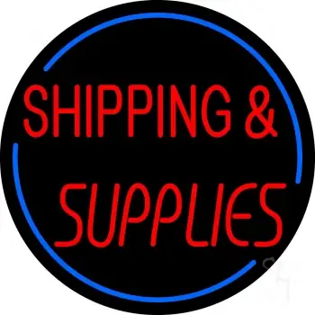 Red Shipping Supplies With Circle LED Neon Sign