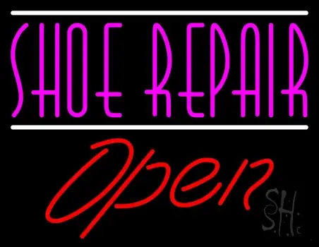 Shoe Repair Open With White Line LED Neon Sign