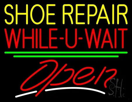 Shoe Repair While You Wait Open LED Neon Sign
