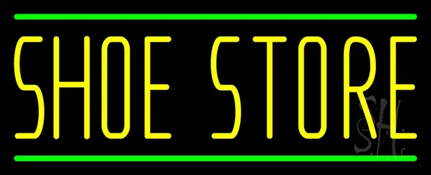 Shoe Store With Green Line LED Neon Sign