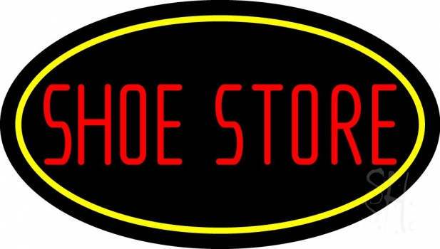 Shoe Store With Oval LED Neon Sign