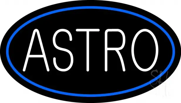 White Astro Blue Border LED Neon Sign