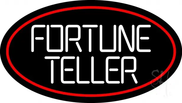 White Fortune Teller With Red Border LED Neon Sign