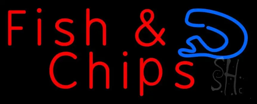 Red Fish and Chips Horizontal LED Neon Sign