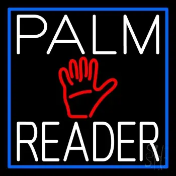 White Palm Reader With Blue Border LED Neon Sign