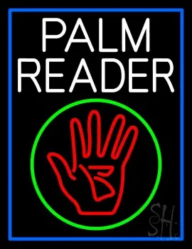 White Palm Reader With Logo Blue Border LED Neon Sign