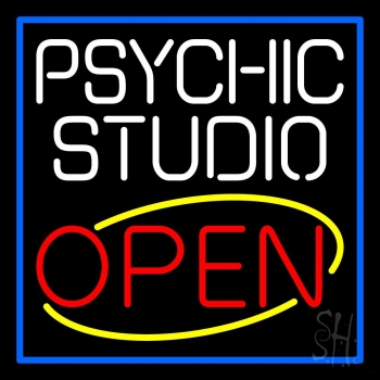 White Psychic Studio Red Open Blue Border LED Neon Sign